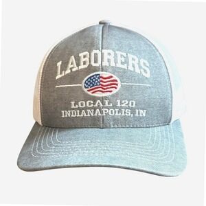 Laborers Local 120‎ Indianapolis Indiana Trucker Hat Cap Snapback Gray White